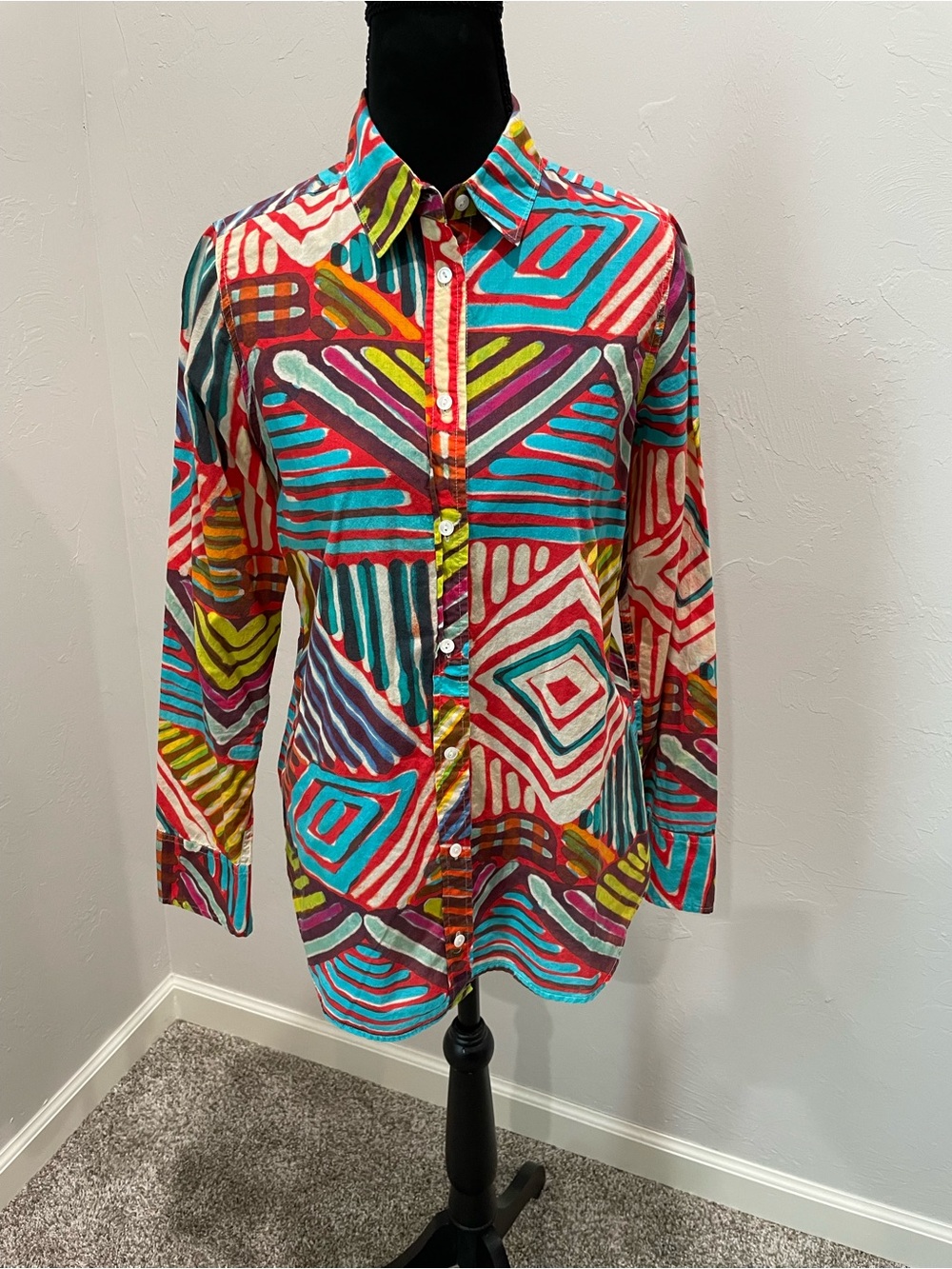 J. Crew Multicolor Geometric Print Button-Down Shirt